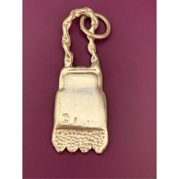 .925 Victorian Vintage Purse with Fringe Sterling Silver Jewelry Charm #purse - Picture 2 of 3